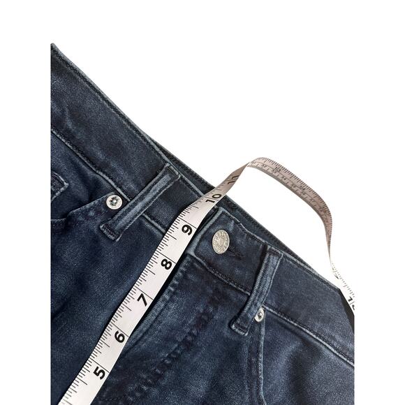 Express Skyscraper Mid Rise Dark Wash Women's Jeans Size 2 Vented Hem Mid Rise - Picture 9 of 10